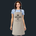 Queen of The Kitchen Lady Chef Personalised Beige Apron<br><div class="desc">Perfect gift for your mum,  grandma,  sister,  or any important lady in your life who loves to cook! Queen of the Kitchen Apron. Easy to personalise!</div>