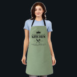 Queen of The Kitchen Lady Chef Personalised Green Apron<br><div class="desc">Perfect gift for your mum,  grandma,  sister,  or any important lady in your life who loves to cook! Queen of the Kitchen Apron. Easy to personalise!</div>