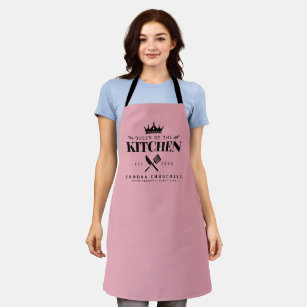 Queen of The Kitchen Lady Chef Personalised Pink Apron