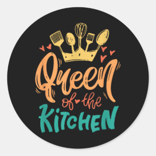 Queen Of The Kitchen Mum Mother Chef Mothers Day Classic Round Sticker