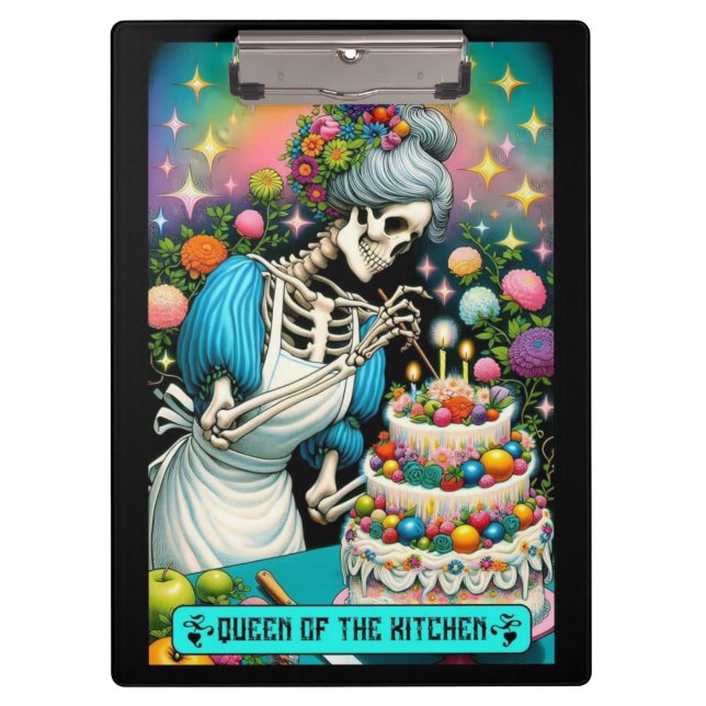 Queen of the Kitchen Tarot | Skeleton Baker Gothic Clipboard (Front)