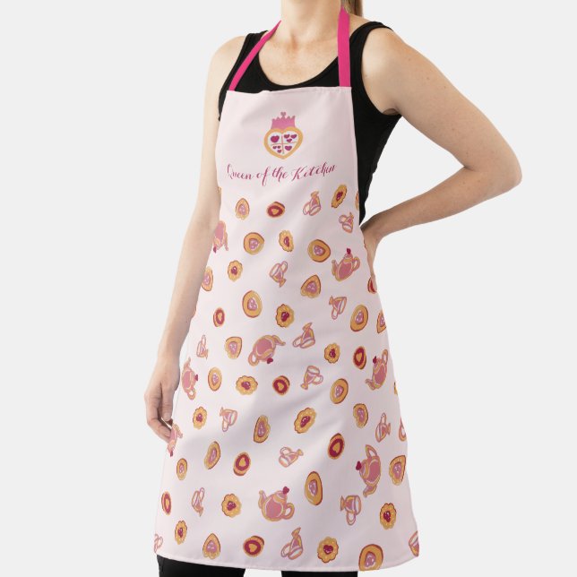 Queen of the Kitchen Tea Party Crown Pattern  Apron (Insitu)
