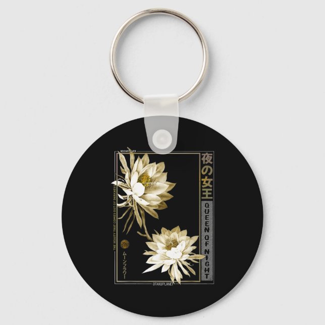 Queen Of The Night Moonflower Ephyllum Japanese Fl Key Ring (Front)
