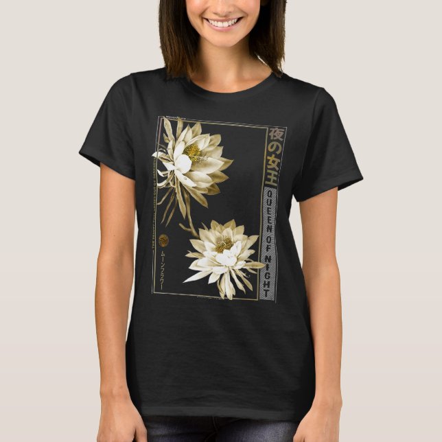 Queen Of The Night Moonflower Ephyllum Japanese Fl T-Shirt (Front)