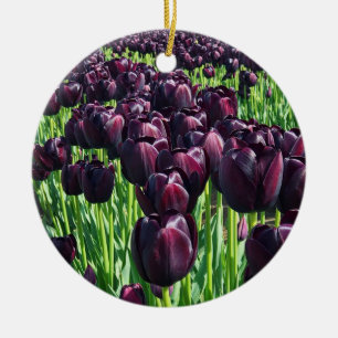 Queen of the Night Tulips Ceramic Ornament