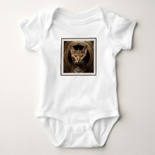 Queen of the Nile: Cleopatra the Cat in Headdress Baby Bodysuit