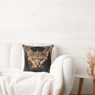 Queen of the Nile: Cleopatra the Cat in Headdress Cushion