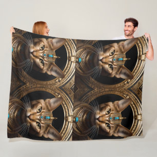 Queen of the Nile: Cleopatra the Cat in Headdress Fleece Blanket