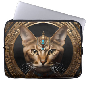Queen of the Nile: Cleopatra the Cat in Headdress Laptop Sleeve
