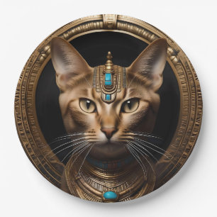 Queen of the Nile: Cleopatra the Cat in Headdress Paper Plate
