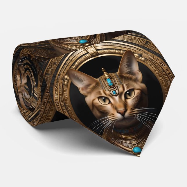 Queen of the Nile: Cleopatra the Cat in Headdress Tie (Rolled)