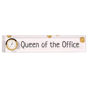 Queen of the Office with Glitter Nameplate