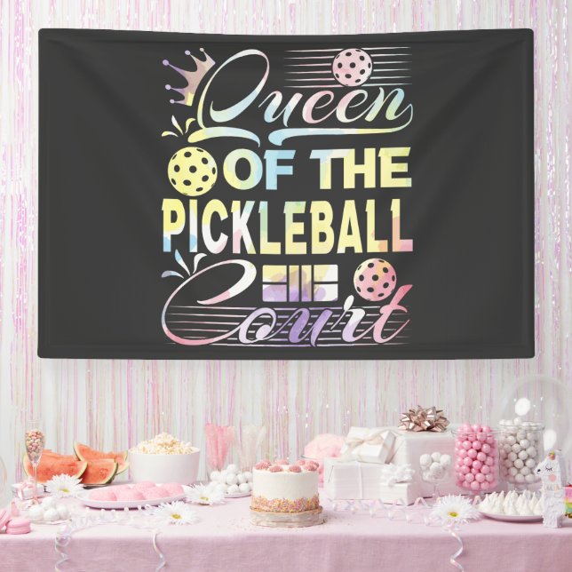 Queen of the Pickelball Court - Colourful Banner (Party)