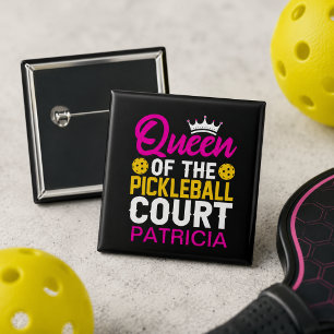 Queen of the Pickleball Court Personalised Name 15 Cm Square Badge