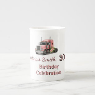 Queen of the Road Birthday Female Truck Driver Bone China Mug