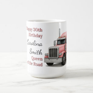 Queen of the Road Birthday Female Truck Driver Coffee Mug