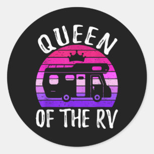 Queen Of The Rv Camping Camper Vacation Road Trip Classic Round Sticker