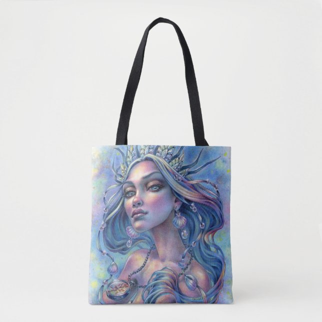 Queen of The Seven Seas Tote Bag Mermaid Pirate (Front)