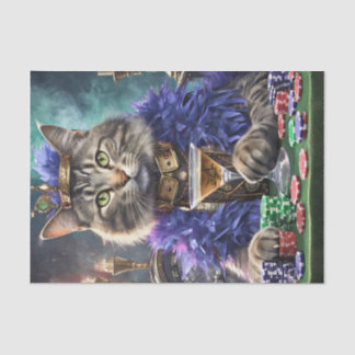 Queen of the Table, Cat playing cards Tissue Paper