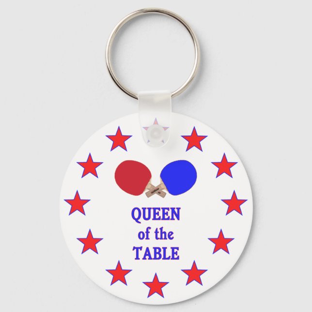 Queen of the Table Ping Pong Key Ring (Front)