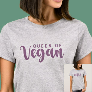 Queen of Vegan Pink on Grey  T-Shirt