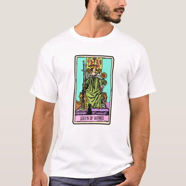 Queen Of Wands Tarot Card Occult Beliefs Divinatio T-Shirt (Front)