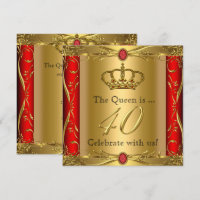 Queen or King Regal Red Gold 40th Birthday Party