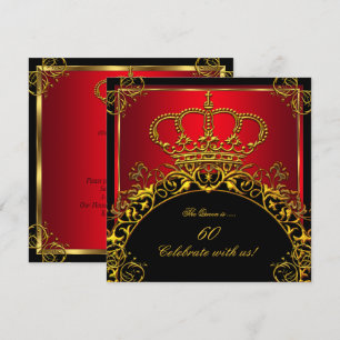 Queen or King Regal Red Gold Royal Birthday Party Invitation