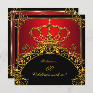Queen or King Regal Red Gold Royal Birthday Party Invitation