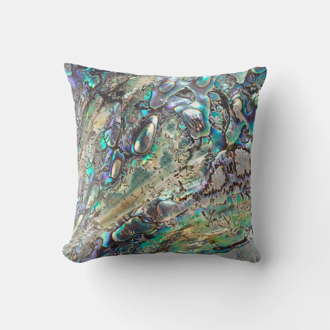 Queen paua shell cushion (Front)