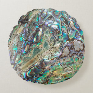 Queen paua shell round cushion