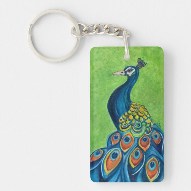 QUEEN & Peacock Acrylic Keychain, (double-sided)  Key Ring (Front)