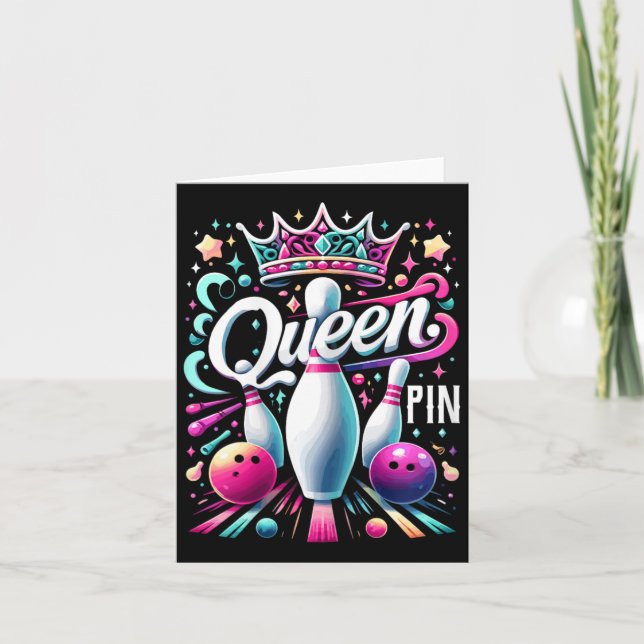Queen Pin Shirt Bowler Bowling League For Bowling  Card (Front)