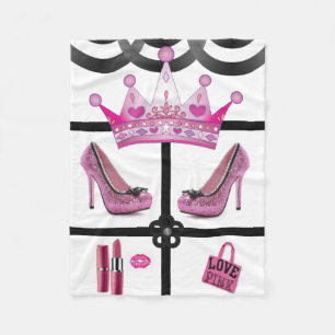 Queen pink white fleece blanket