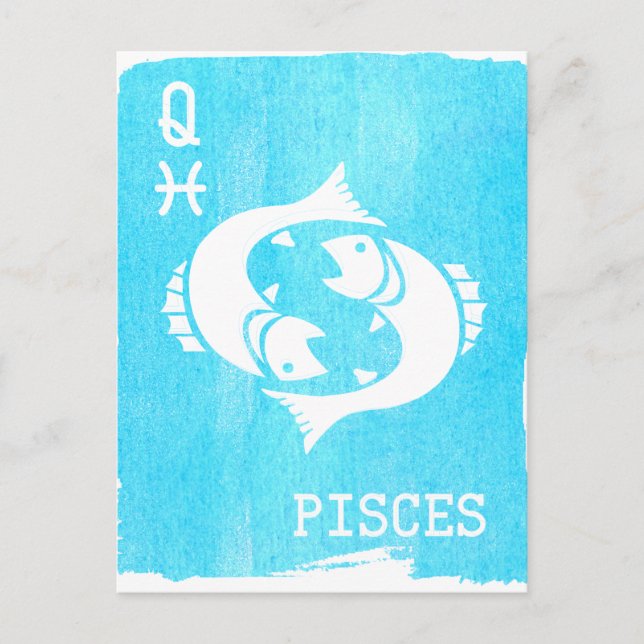 Queen Pisces Horoscope Star Sign Zodiac Birthday Postcard (Front)