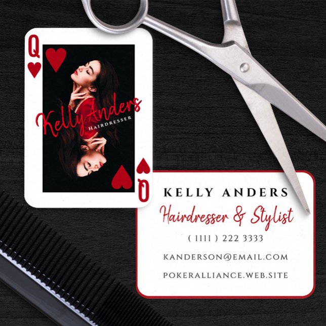 Queen Playing Feminine Photo Hairdresser Business Card (Queen Playing Feminine Photo Hairdresser Business Card)