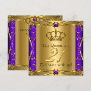 Queen Princess Regal Purple 21st Birthday Party Invitation