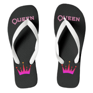 Queen Printed Text with Lovely Crown Image-Sandals Thongs