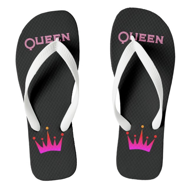 Queen Printed Text with Lovely Crown Image-Sandals Thongs (Footbed)