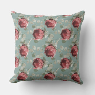 Queen Protea Repeat on French Blue Cushion