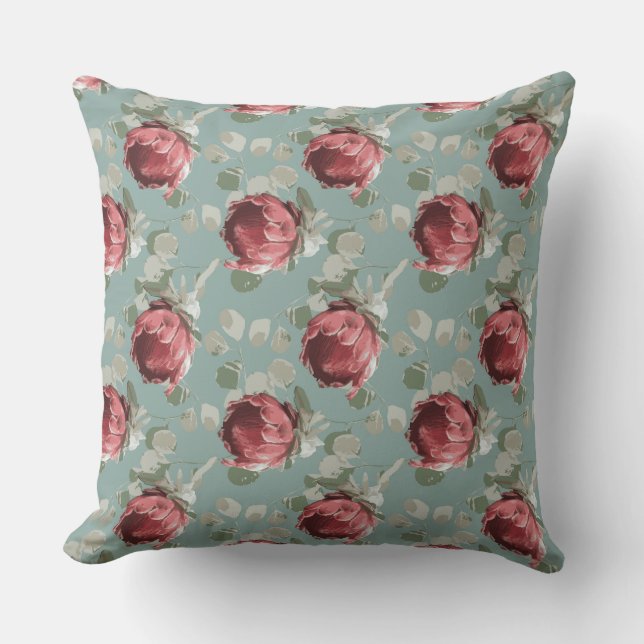Queen Protea Repeat on French Blue Cushion (Front)