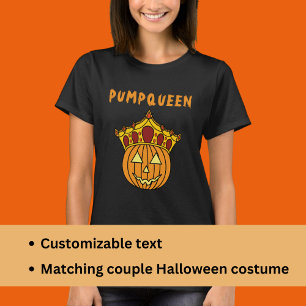 Queen Pumpkin Pun Humour Couple Halloween Costume T-Shirt