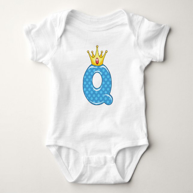 Queen - Q Alphabet with a Crown Baby Bodysuit (Front)