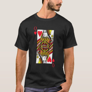 Queen Red Hearts Costume Blackjack Cards Poker 21  T-Shirt