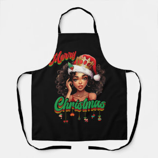 Queen Santa Claus American African Christmas Women Apron