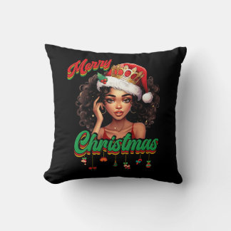 Queen Santa Claus American African Christmas Women Cushion