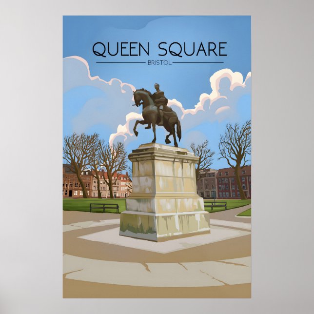 Queen Square Bristol Travel Poster (Front)