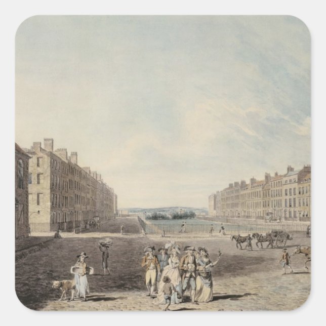 Queen Square, London, 1786 (w/c and pen and ink ov Square Sticker (Front)
