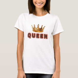 Queen Text Design With Fiery Texture T-Shirt