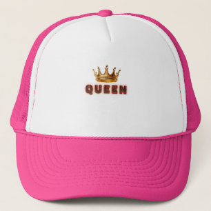 Queen Text Design With Fiery Texture Trucker Hat